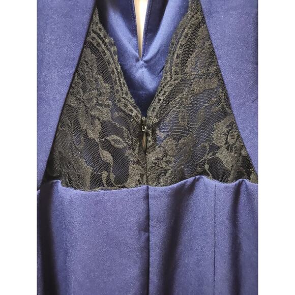 NEW Express Blue Mock Neck Sleeveless Keyhole Sexy Sheath Dress Lace Back Size 6 - Picture 6 of 10
